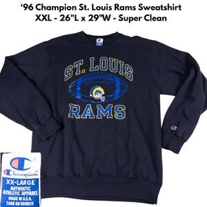 Vintage 90s St Louis Rams Champion Sweatshirt XXL Made USA NFL Pullover Black LA